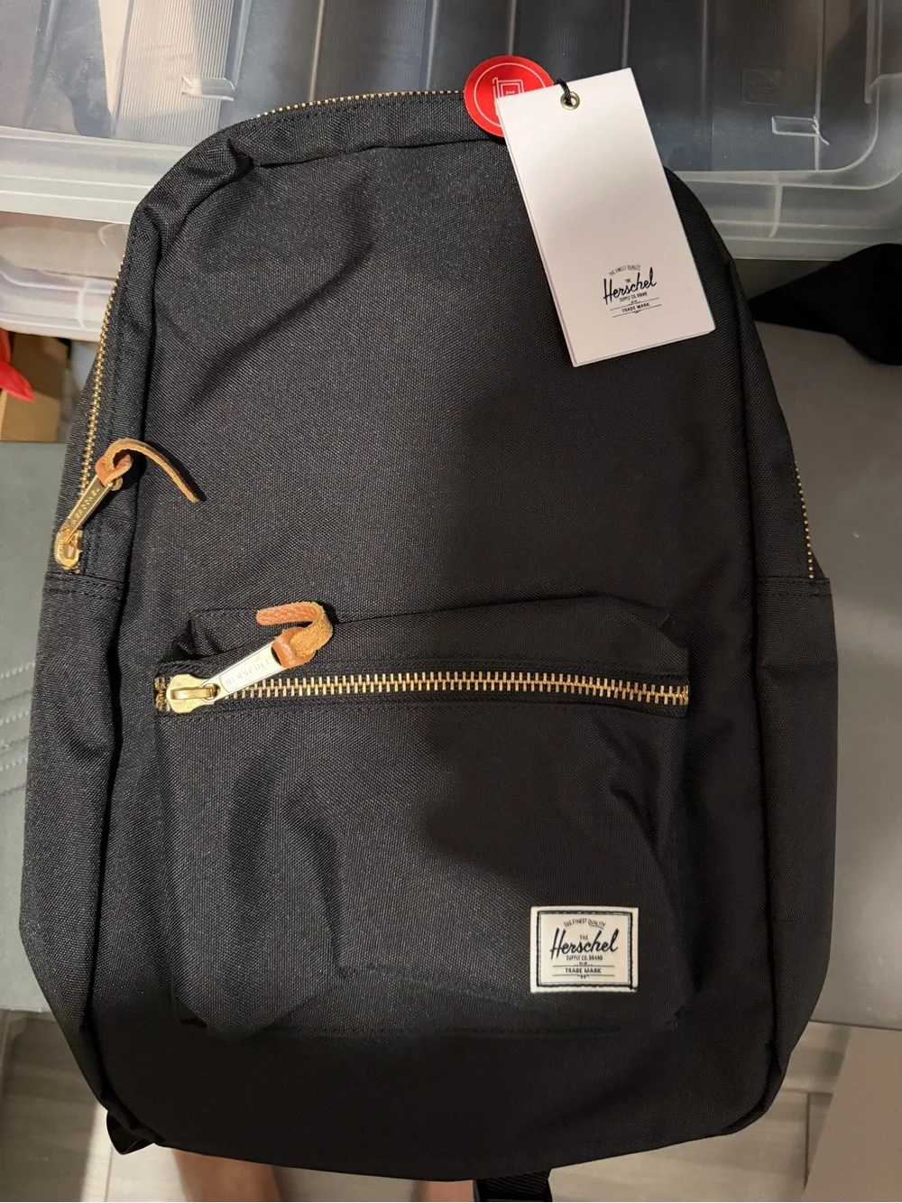 Herschel Supply Company Black Backpack with Brown Leather Pulls